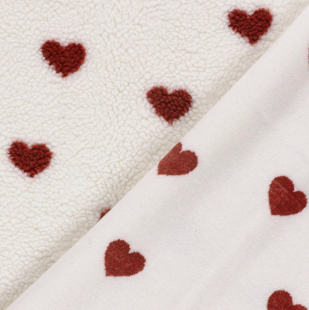 Teddy Bouclè - Herzen - naturweiss